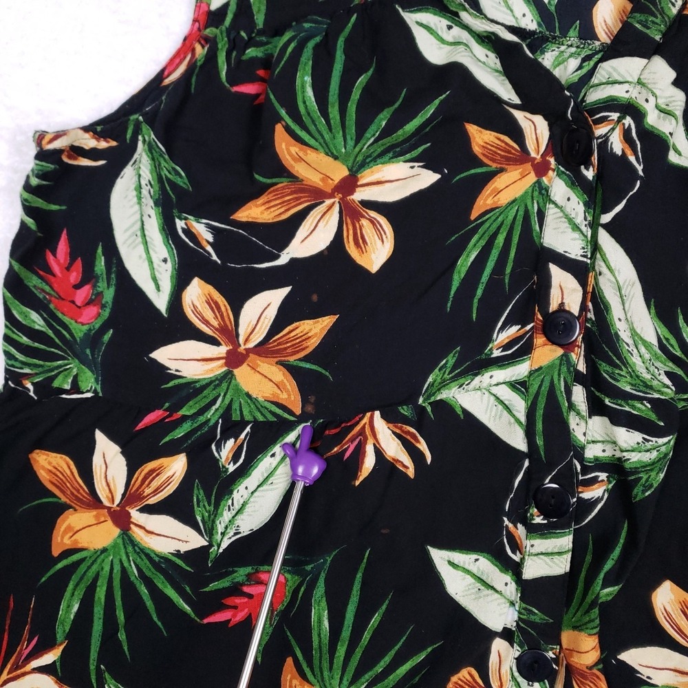 Purple Rain Sleeveless Button Dress 3X Black Tropical Core Resort Wear Boho Chic - Picture 10 of 11